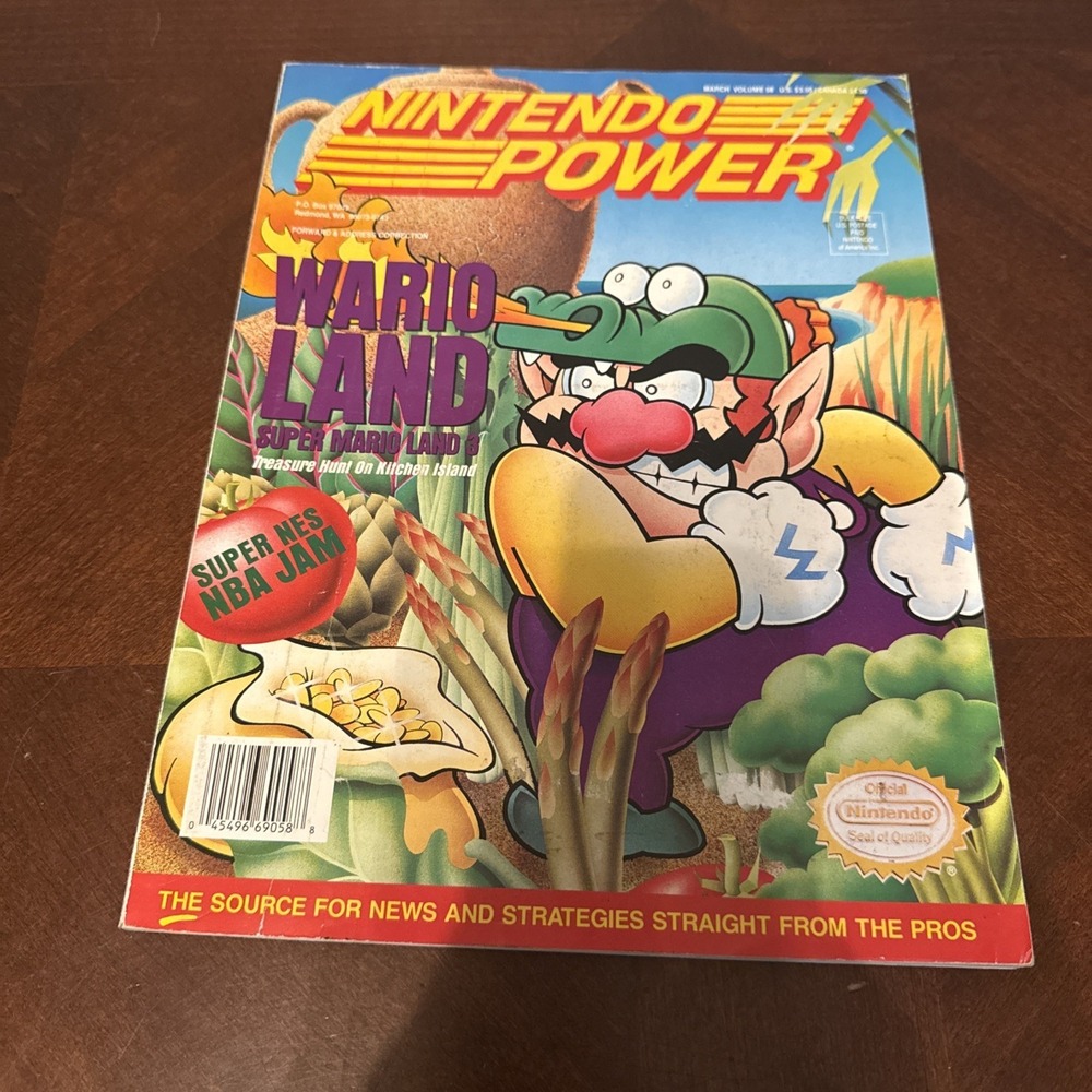Nintendo Power #58 Wario Land Magazine w/ Poster & Trading Cards